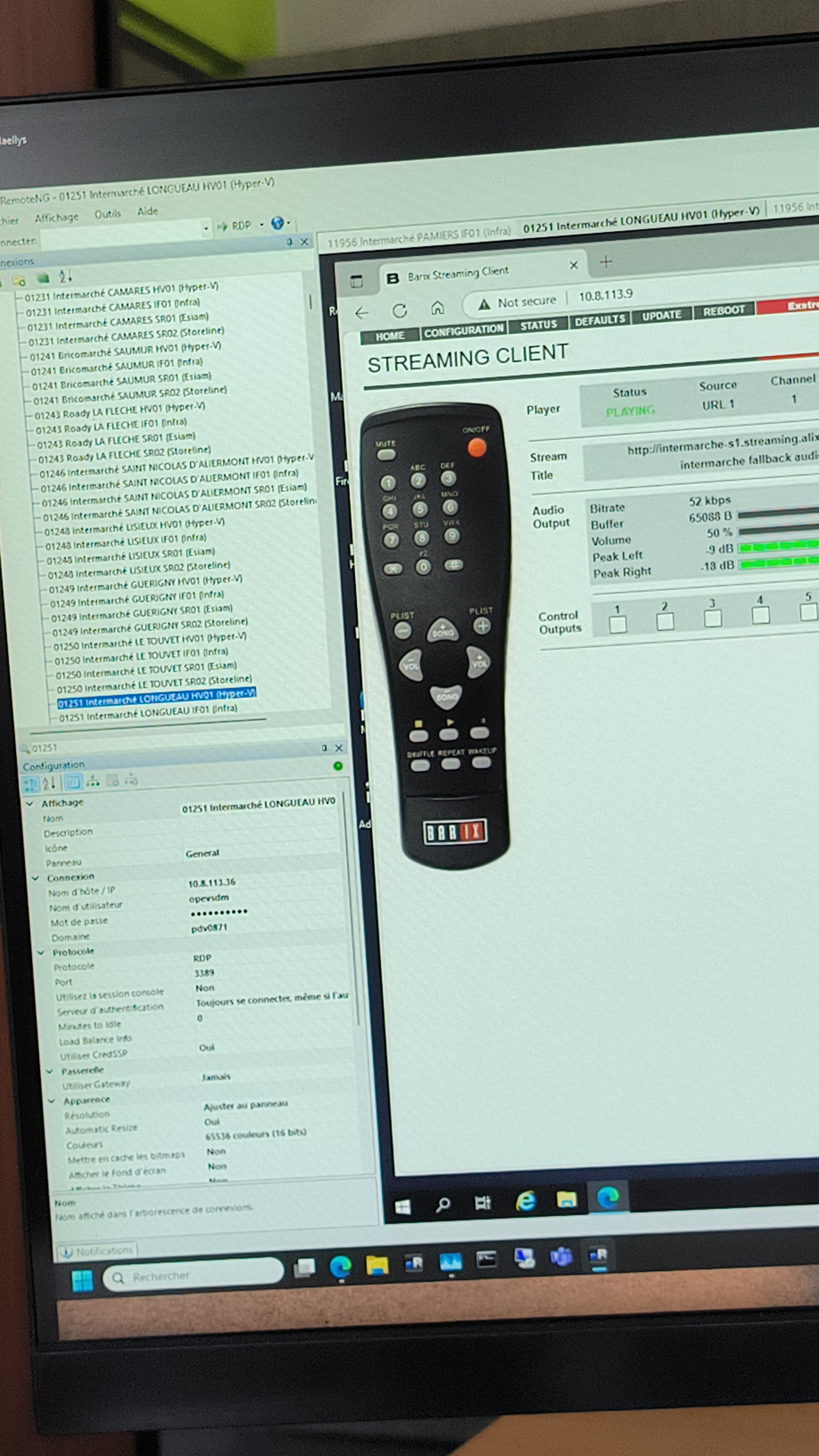 Interface mRemoteNG de VSDM